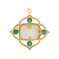 ELIZABETH LOCKE, VENETIAN GLASS, MOTHER-OF-PEARL, CHRYSOPRASE, AND YELLOW GOLD INTAGLIO BROOCH PENDANT