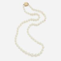 A cultured pearl and gold necklace