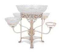 A George III Silver and Cut-Glass Epergne