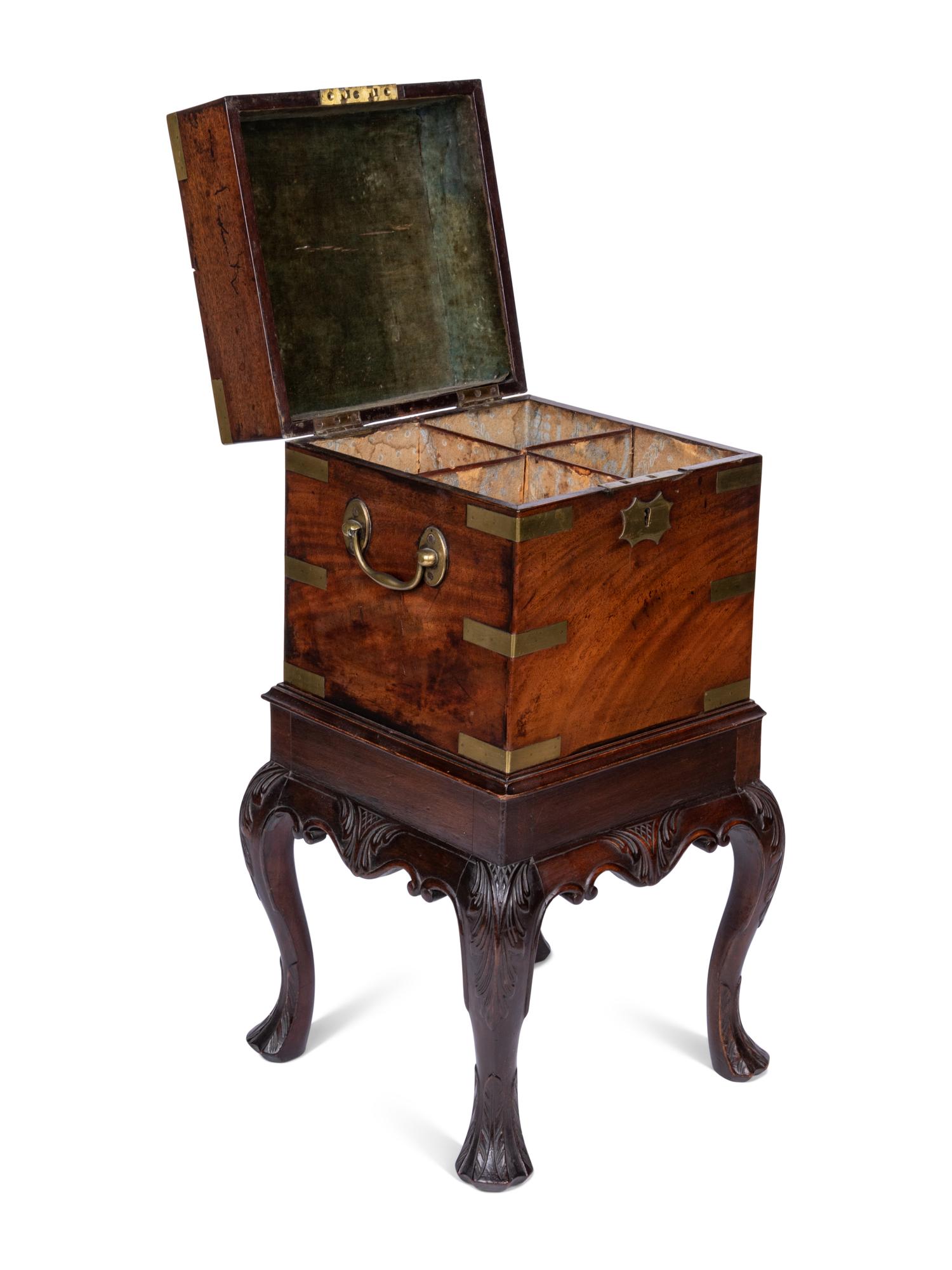 A Regency Brass Mounted Mahogany Cellarette