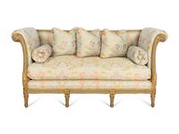 A Louis XVI Style Painted and Parcel Gilt Settee