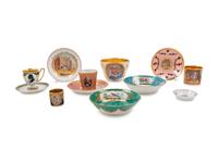 A Collection of Continental Porcelain Cups and Saucers
