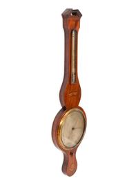 An English Mahogany and Marquetry Wheel Barometer