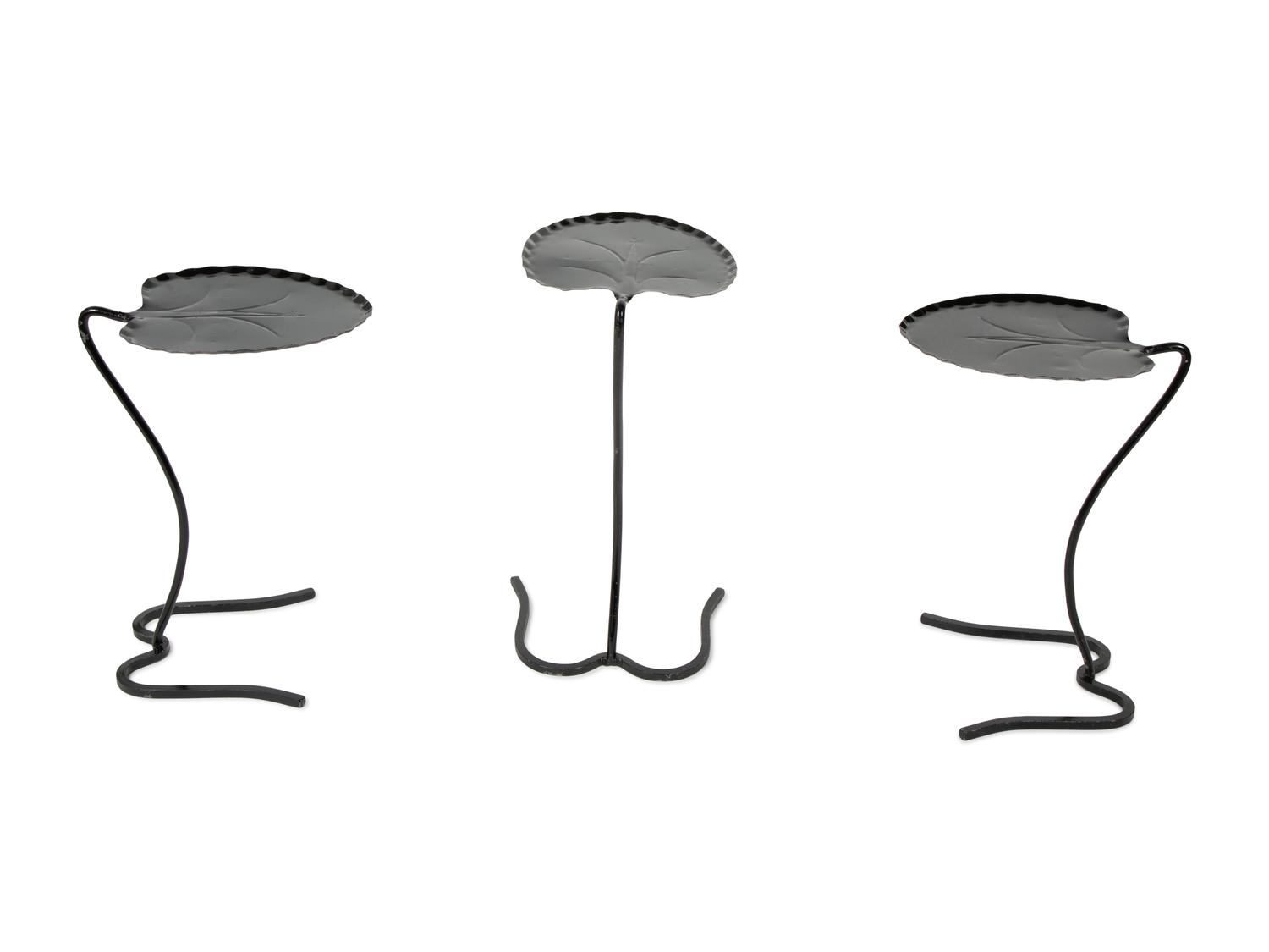 A Nest of Three Salterini Lily Pad Wrought Iron Side Tables — 20TH CENTURY