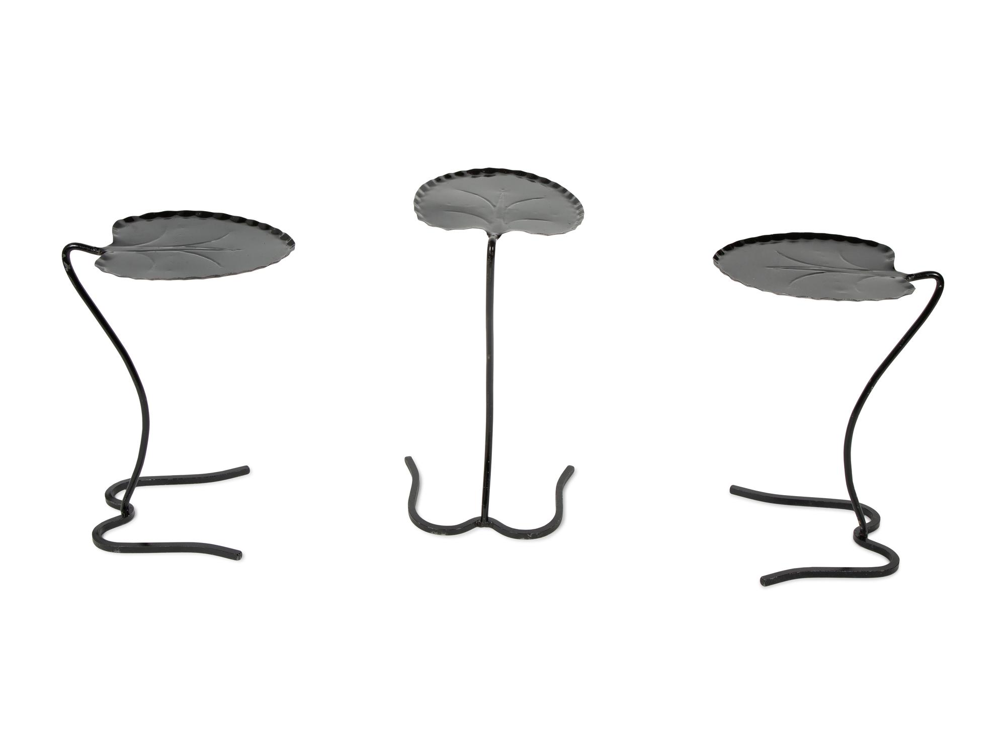 A Nest of Three Salterini Lily Pad Wrought Iron Side Tables — 20TH CENTURY