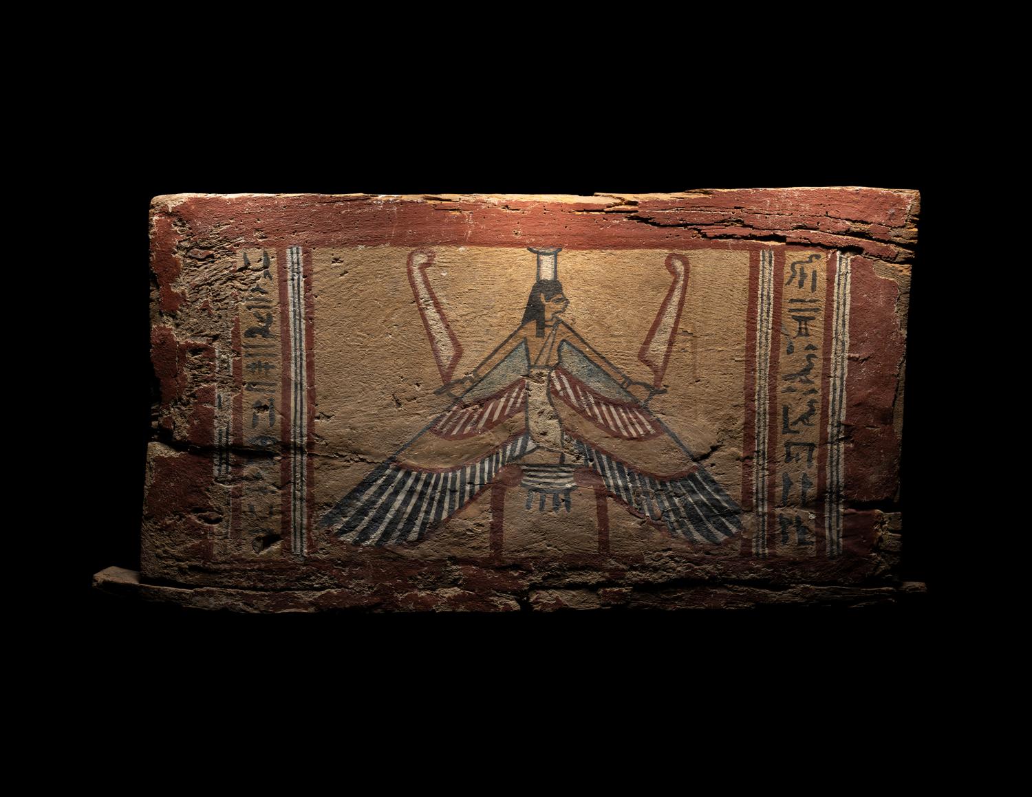 An Egyptian Painted Wood Panel with the Goddess Nut