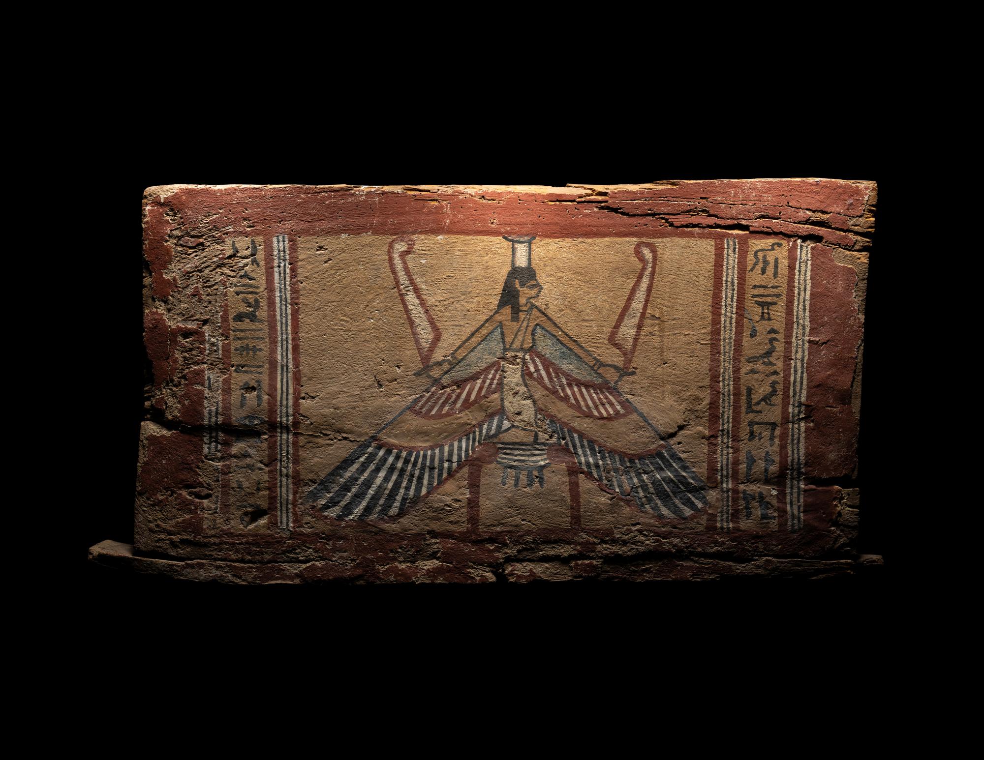 An Egyptian Painted Wood Panel with the Goddess Nut