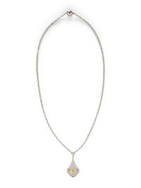 FANCY INTENSE YELLOW DIAMOND AND DIAMOND NECKLACE