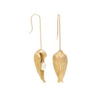 YELLOW GOLD AND CULTURED PEARL BIRD EARRINGS