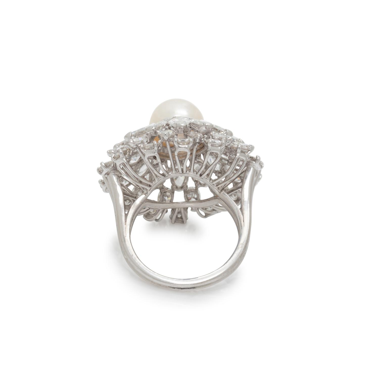 OSCAR HEYMAN & BROTHERS, CULTURED PEARL AND DIAMOND RING