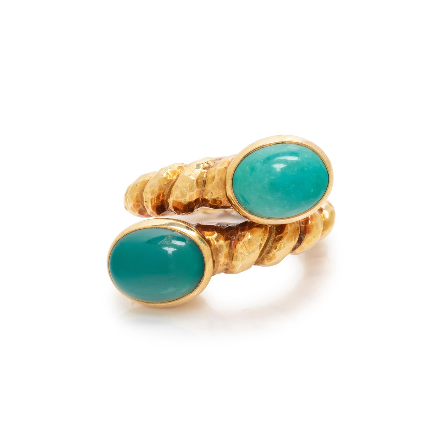 DAVID WEBB, YELLOW GOLD AND TURQUOISE RING