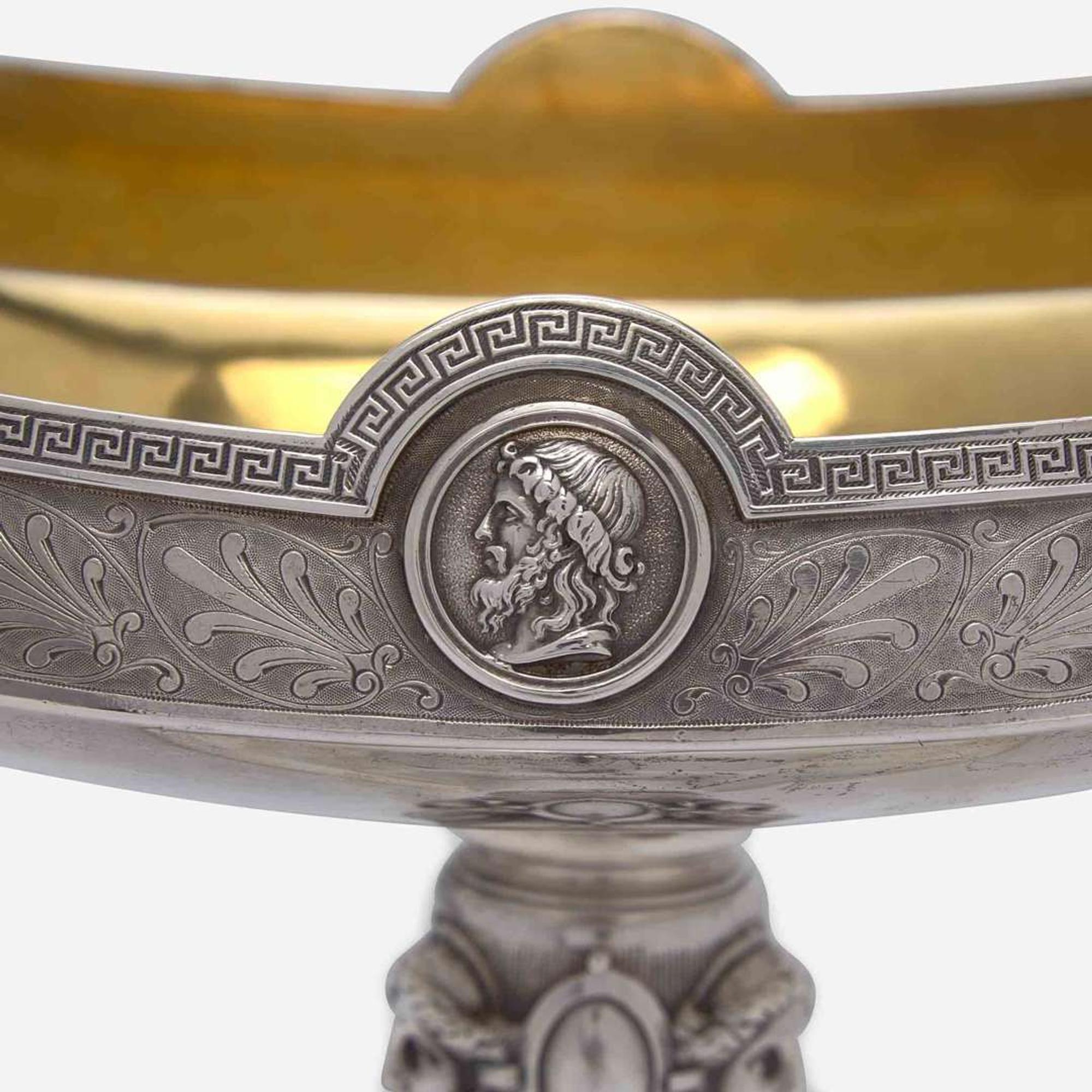 A Neoclassical coin silver centerpiece Gorham Mfg. Co., Providence, RI, retailed by J.E. Caldwell & Co., Philadelphia, PA, circa 1865-1871