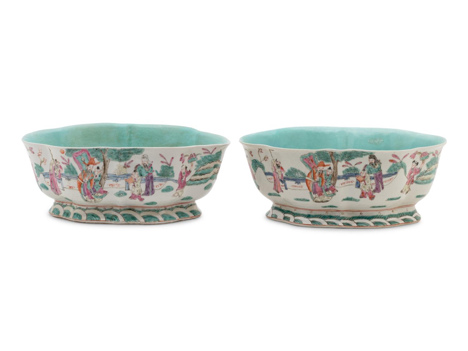 A Pair of Chinese Famille Rose Flori-form Stem Bowls