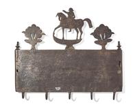 An Assorted Group of Six Wrought Iron Kitchen and Fireplace Accessories