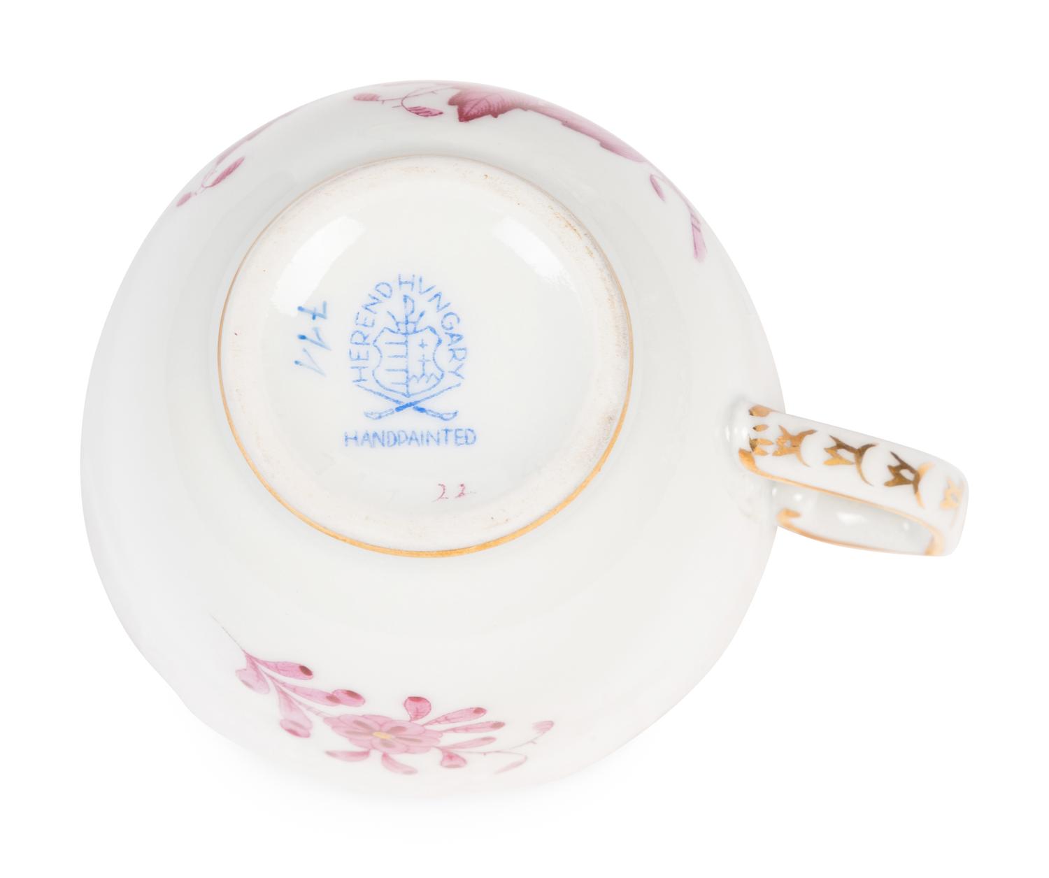 A Herend Chinese Bouquet Raspberry Porcelain Espresso Service