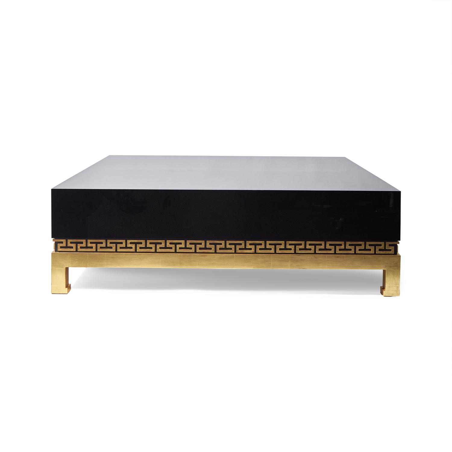 A Neoclassical-Style Lacquer and Giltwood Coffee Table