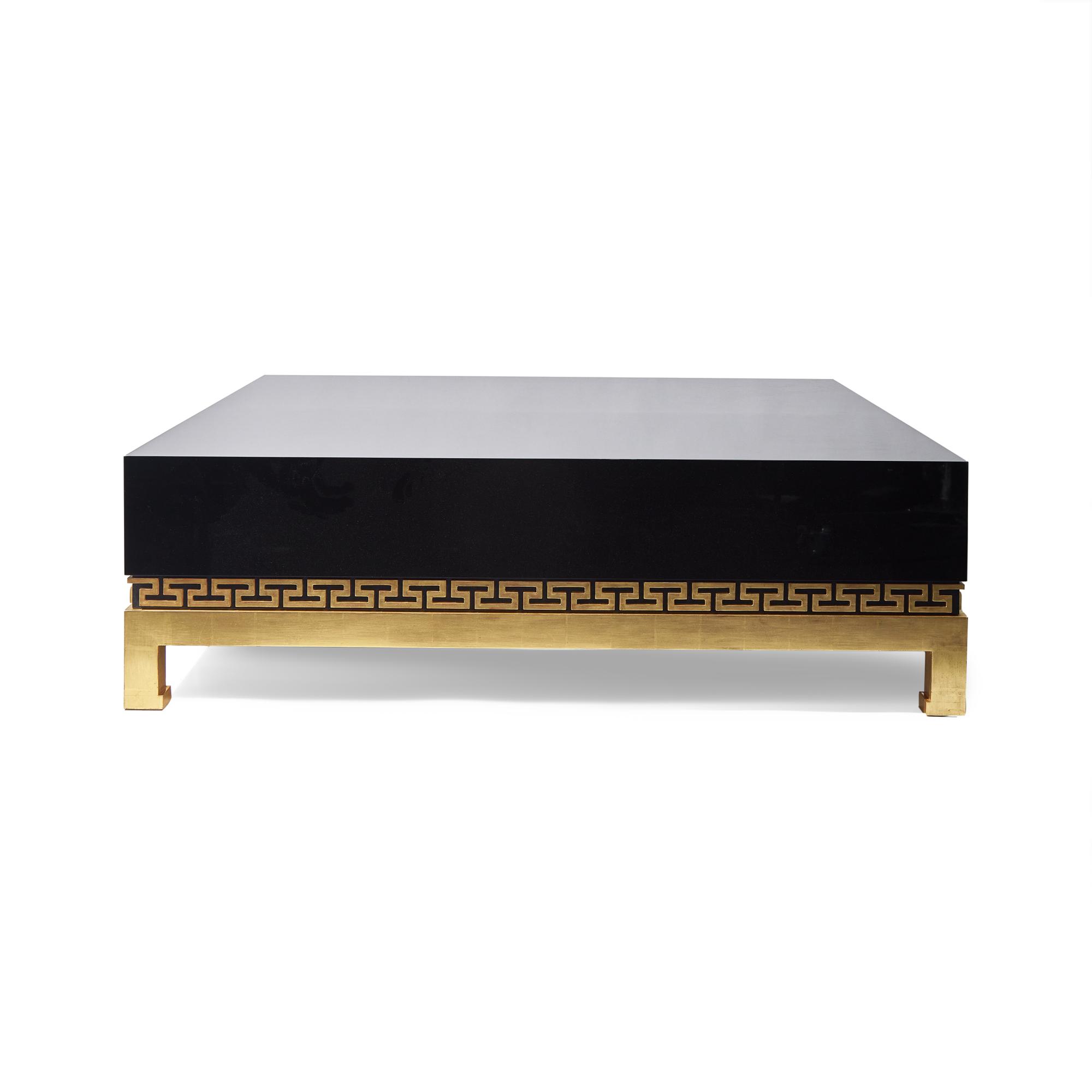 A Neoclassical-Style Lacquer and Giltwood Coffee Table