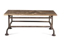 A Contemporary Cast Metal Stone-Top Cocktail Table