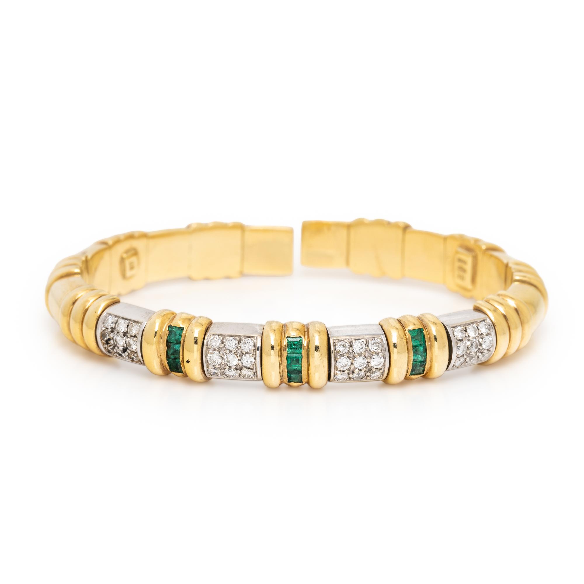 Set of Multigem and Yellow Gold Bangle Bracelets