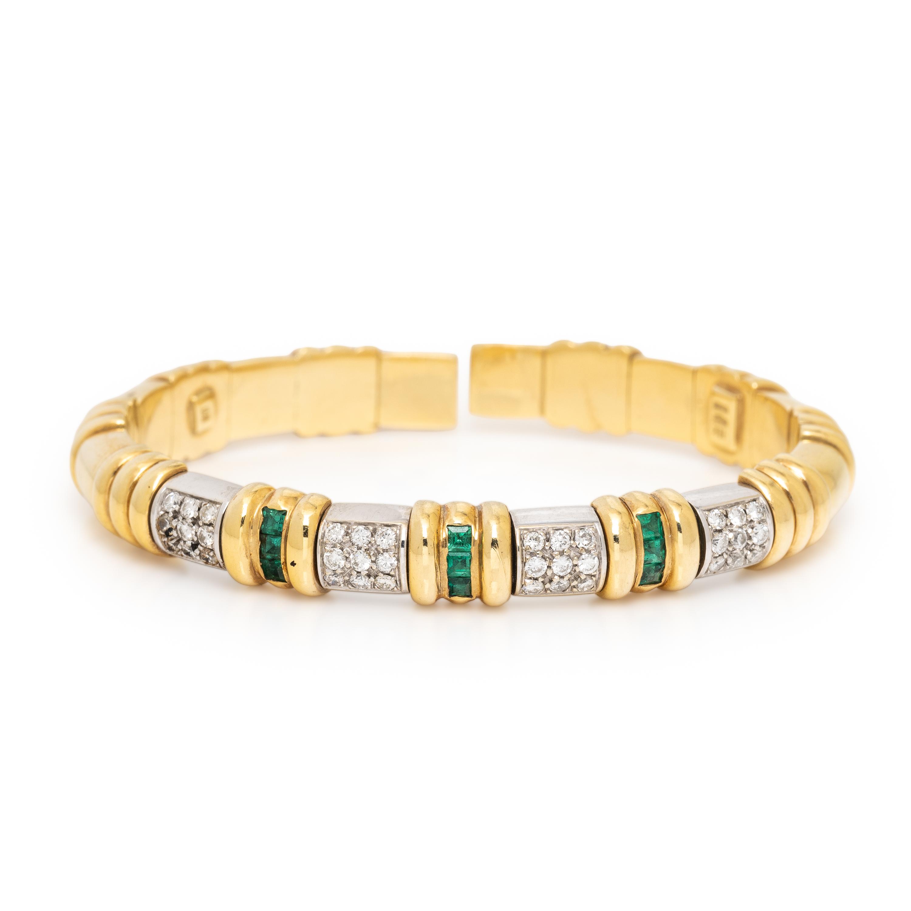 Set of Multigem and Yellow Gold Bangle Bracelets