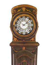 A Continental Painted and Parcel Gilt Tall Case Clock