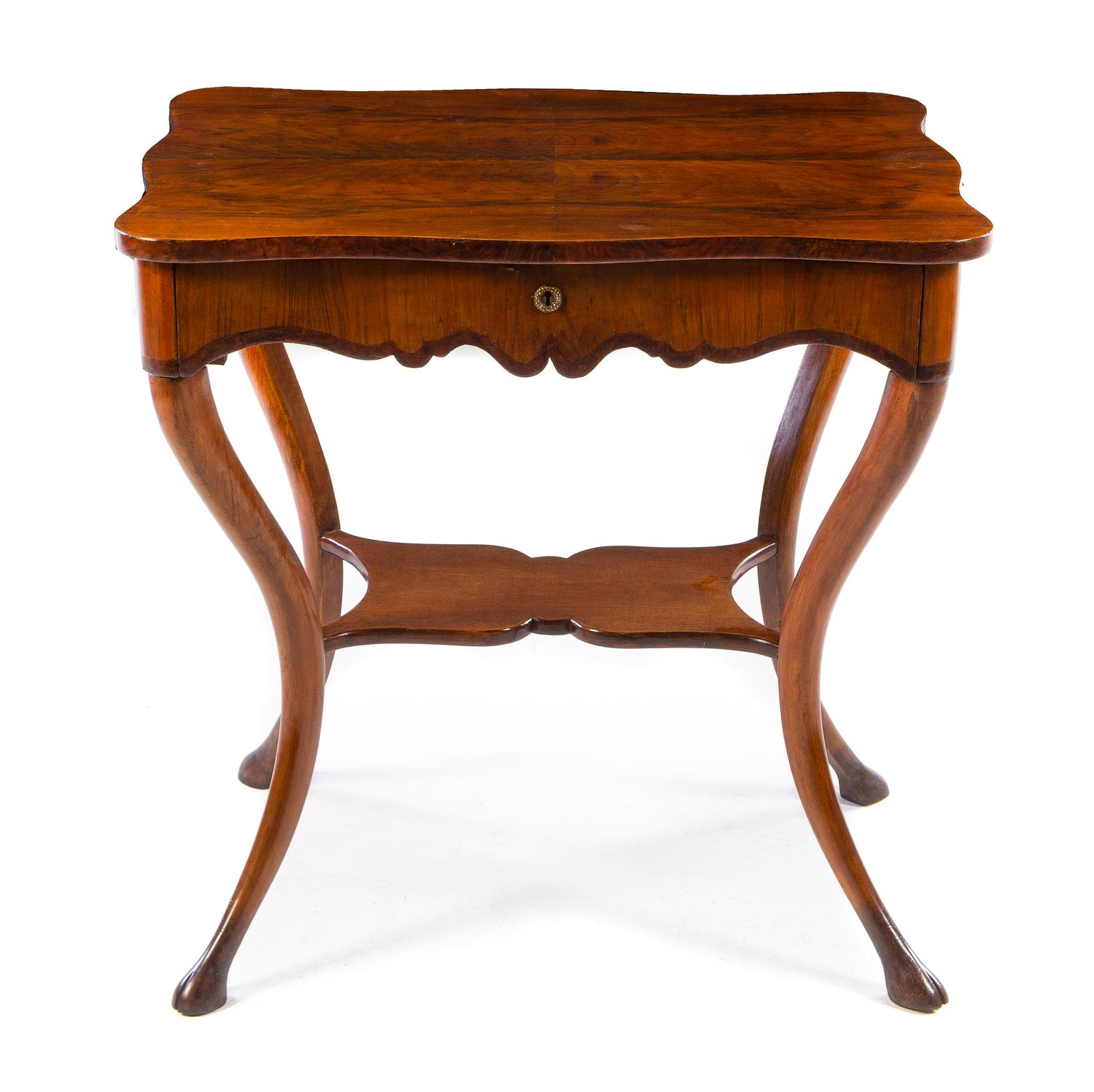 A Beidermeier Style Burlwood Dressing Table Height 31 1/2 x width 31 x depth 24 inches. — LATE 19TH/EARLY 20TH CENTURY