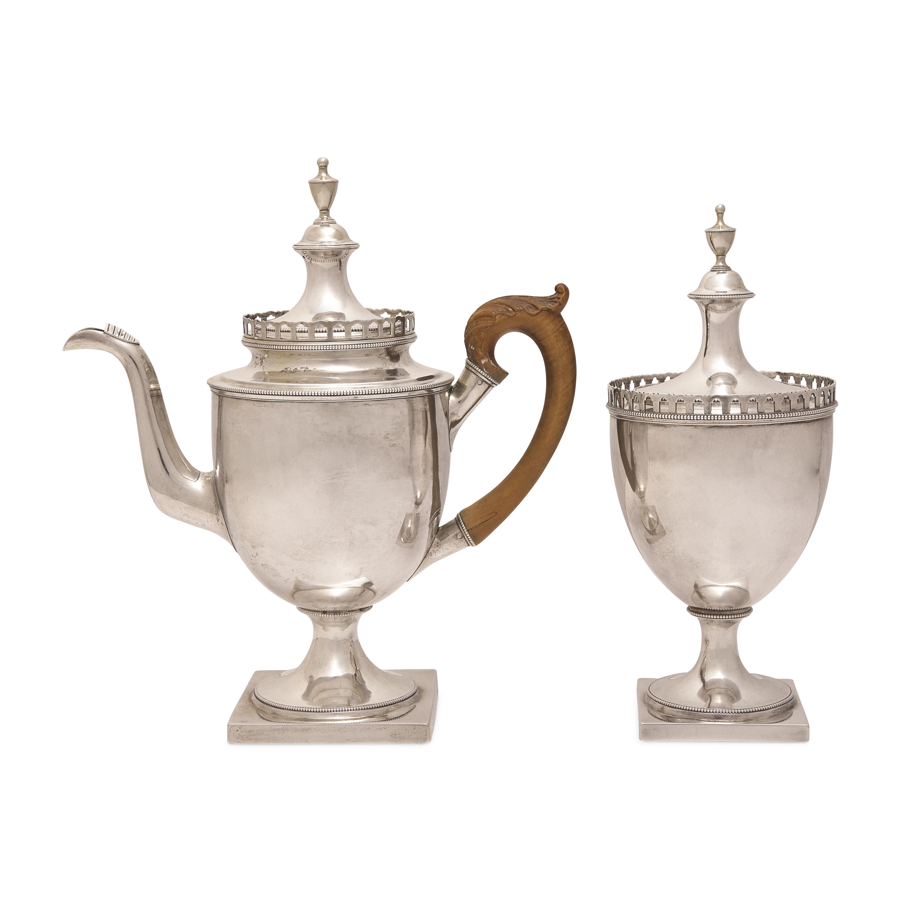 A Federal Silver Teapot and Covered Sugar Urn