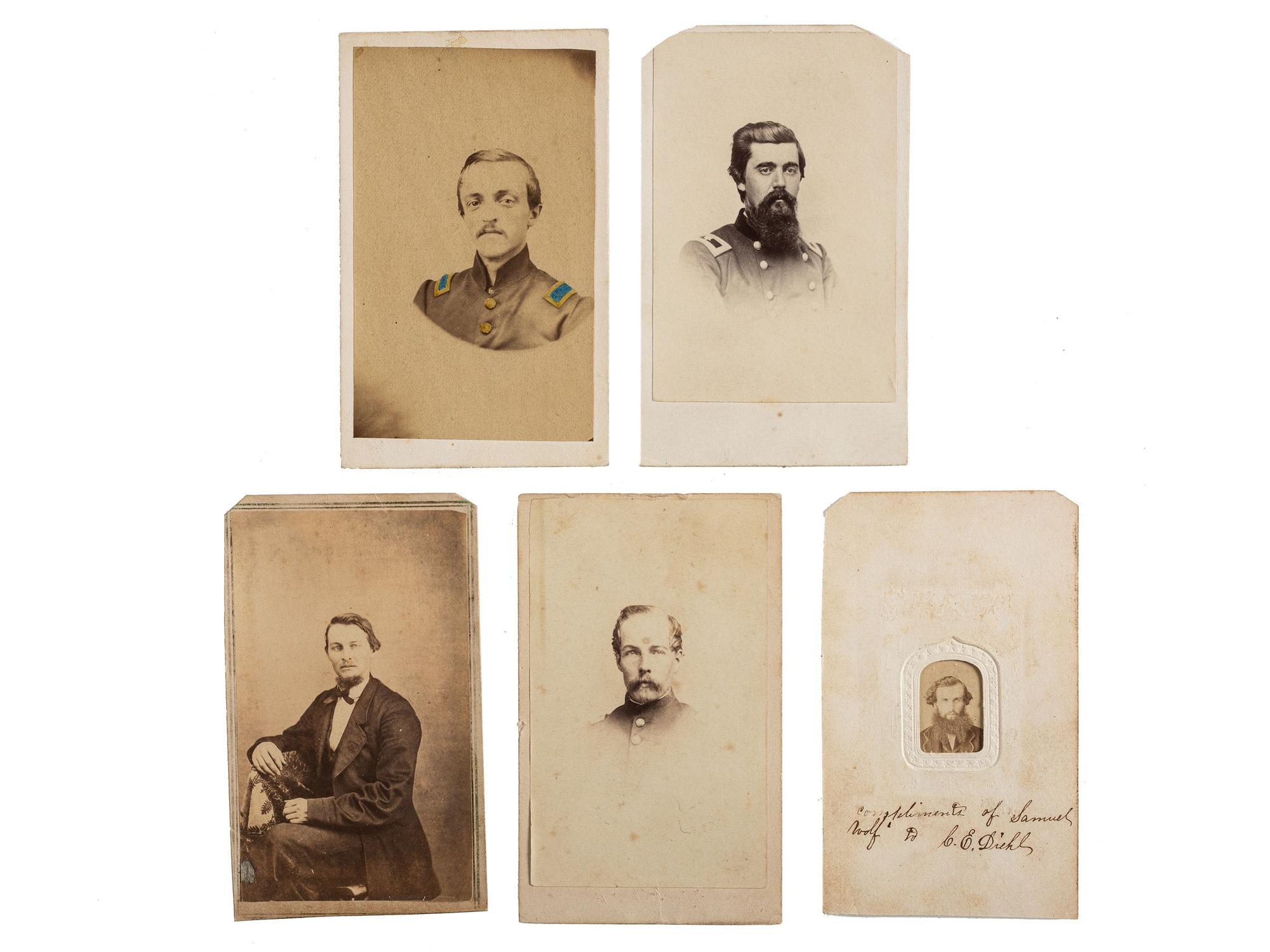 [CIVIL WAR - PHOTOGRAPHY]. A group of CDVs including Civil War officers and enlisted men.