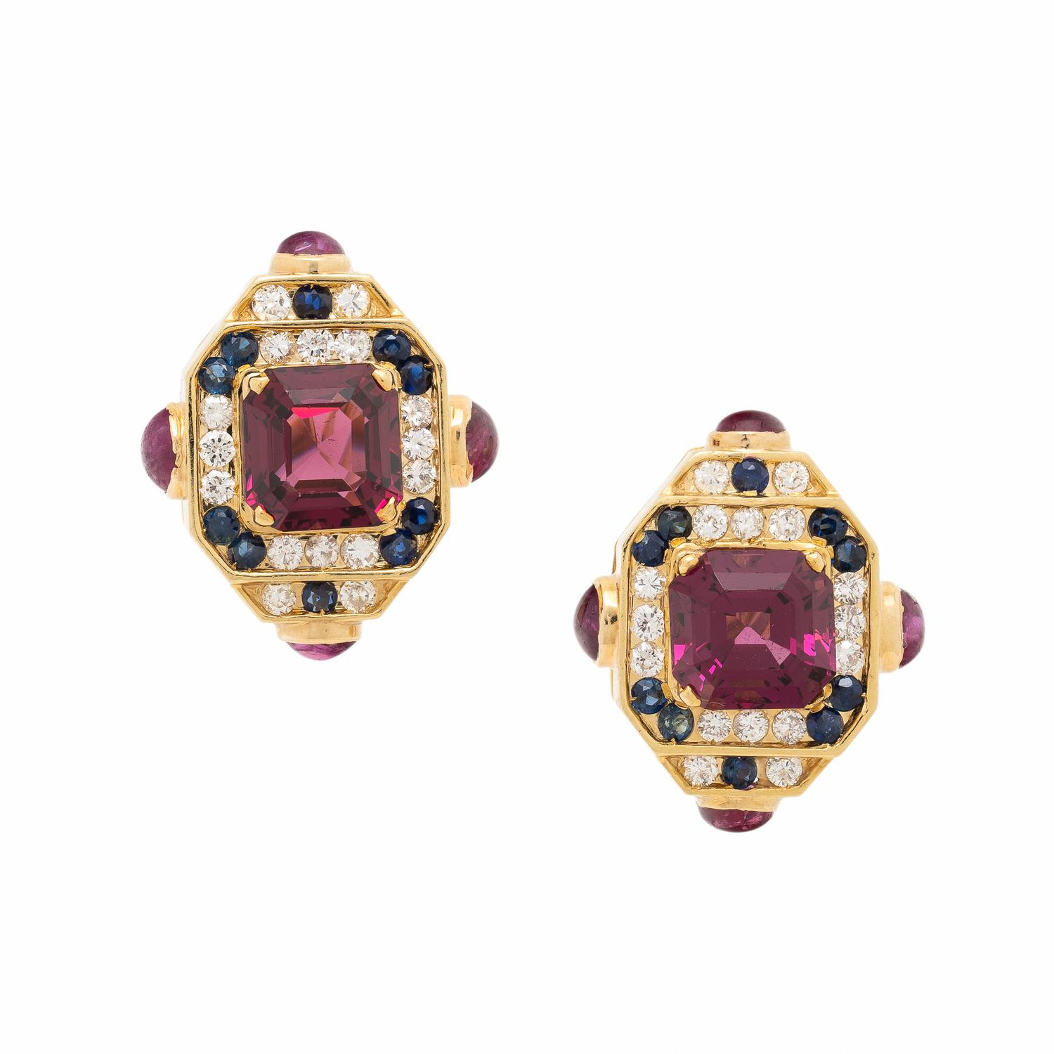 YELLOW GOLD AND MULTIGEM EARRINGS