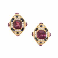 YELLOW GOLD AND MULTIGEM EARRINGS
