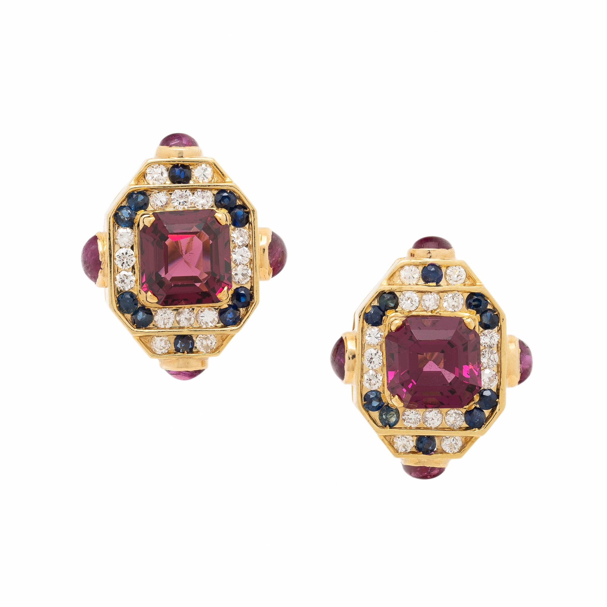 YELLOW GOLD AND MULTIGEM EARRINGS