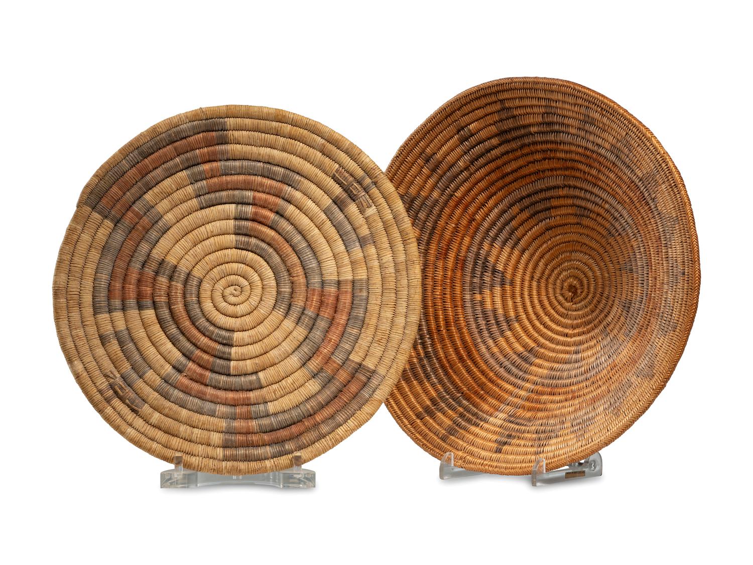 Navajo Wedding Basket and Hopi Second Mesa Tray