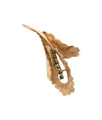 YELLOW GOLD AND EMERALD BROOCH