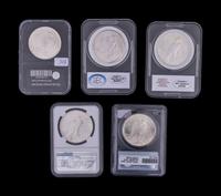 Five 1924 Peace $1 Coins