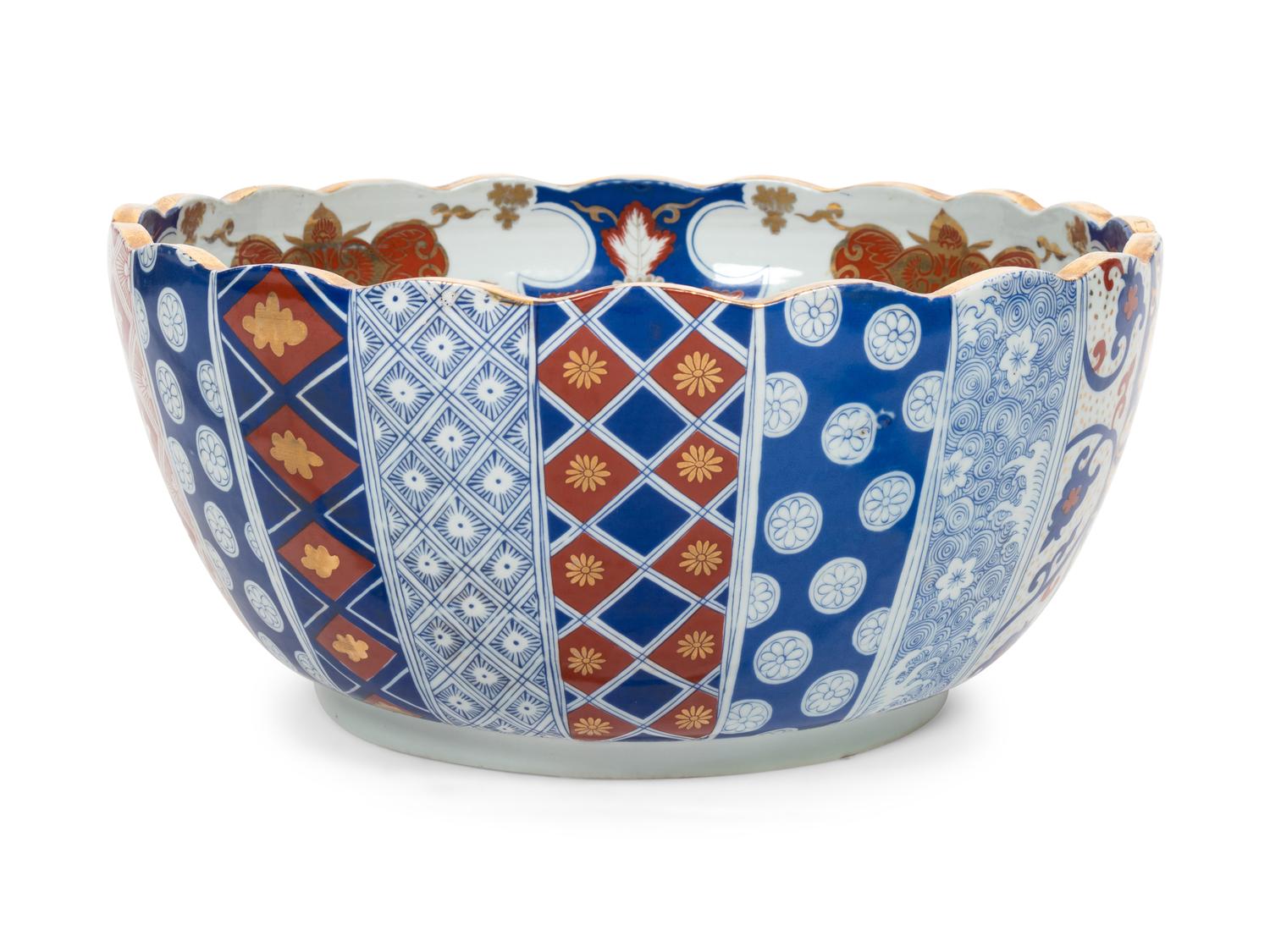 A Large Imari Porcelain Punchbowl
