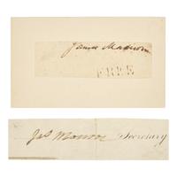 [Presidential] Madison, James, and James Monroe. Group of 2 cut signatures