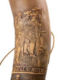 [REVOLUTIONARY WAR]. Mexican hunting horn commemorating the Battle of Lexington.