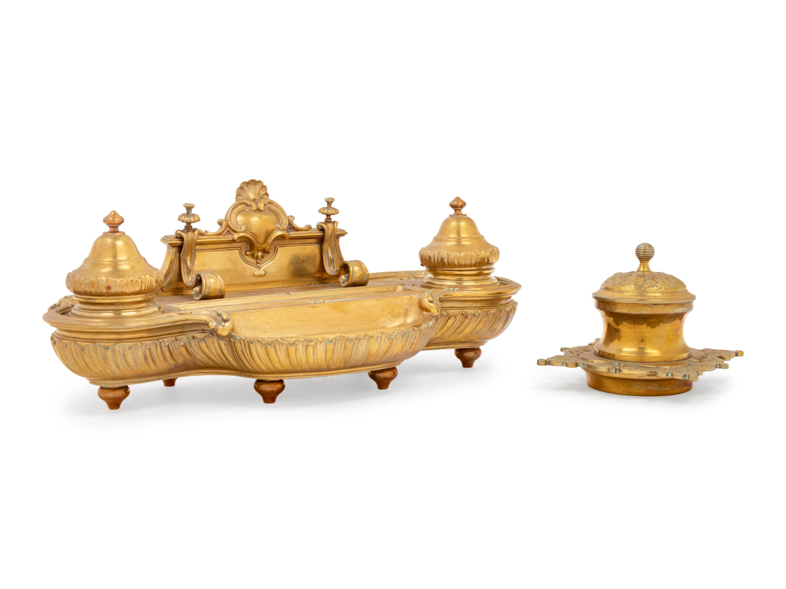 A French Gilt Bronze Inkstand