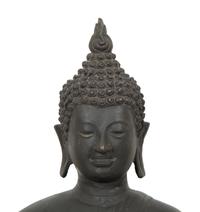 A Cambodian Bronze Figure of Seated Deity on Conforming Base
