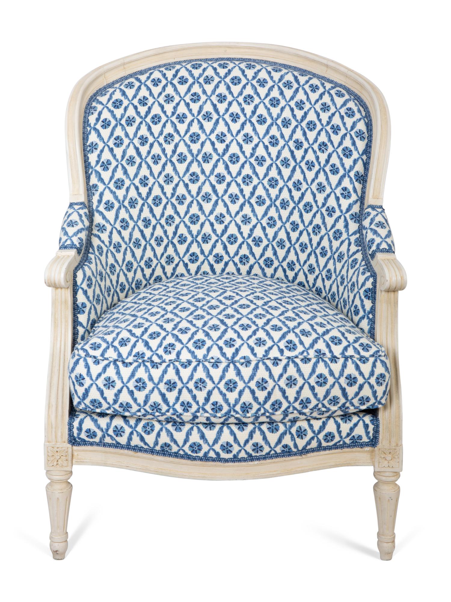 A Pair of Louis XVI Style Painted Bergeres — 20TH CENTURY
