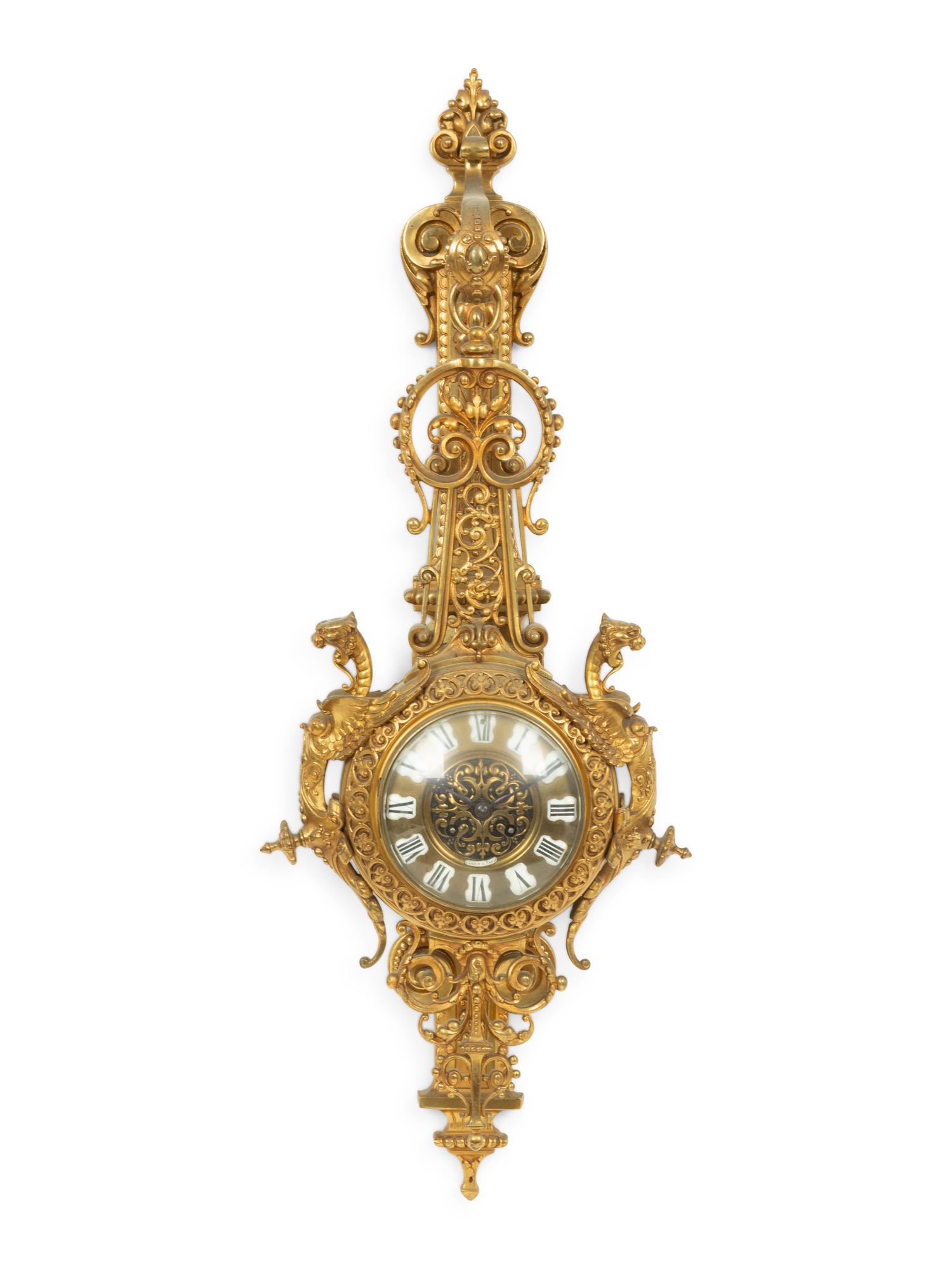 A Napoleon III Gilt Bronze Cartel Clock by Perrin, Paris
