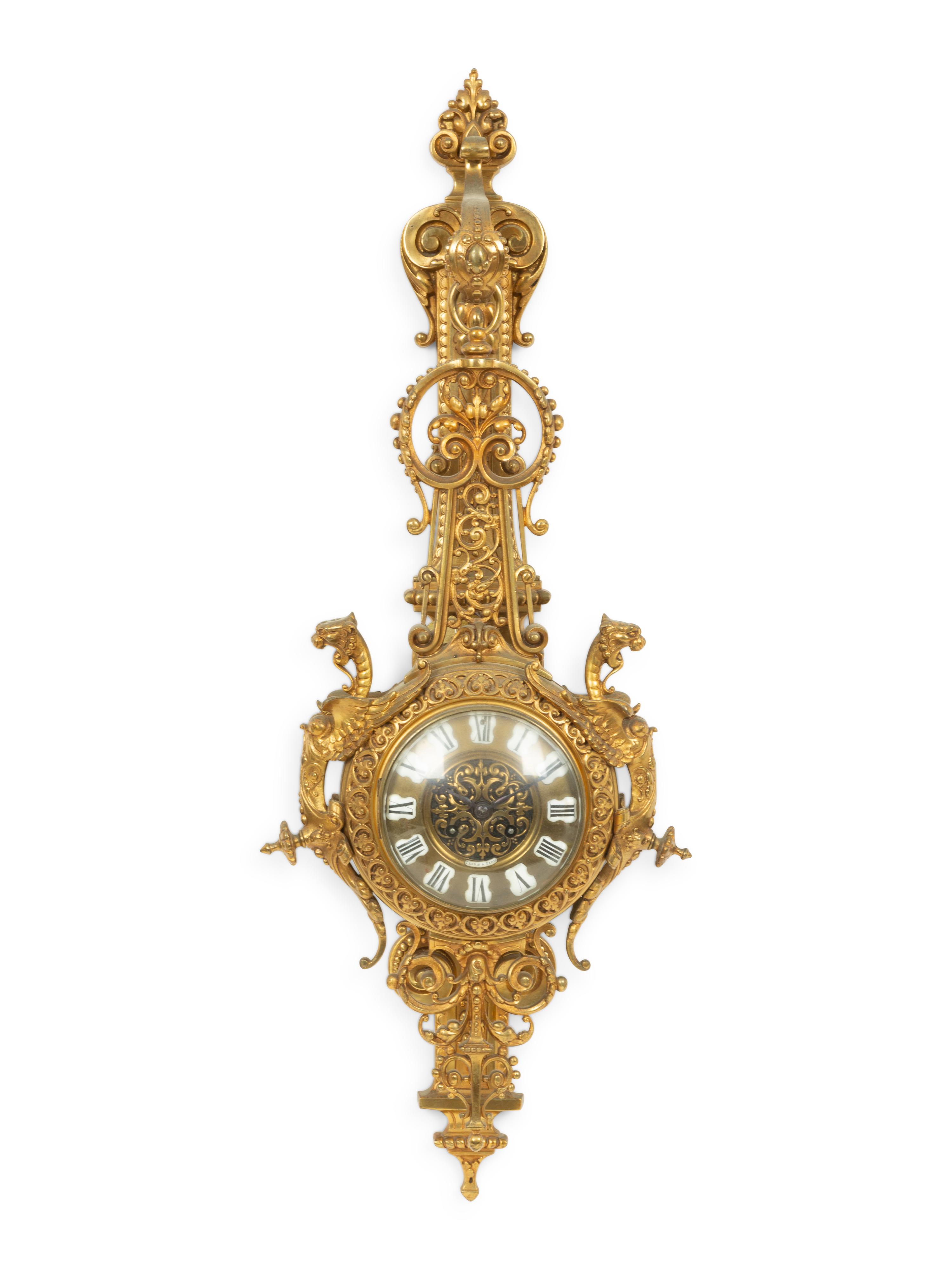 A Napoleon III Gilt Bronze Cartel Clock by Perrin, Paris