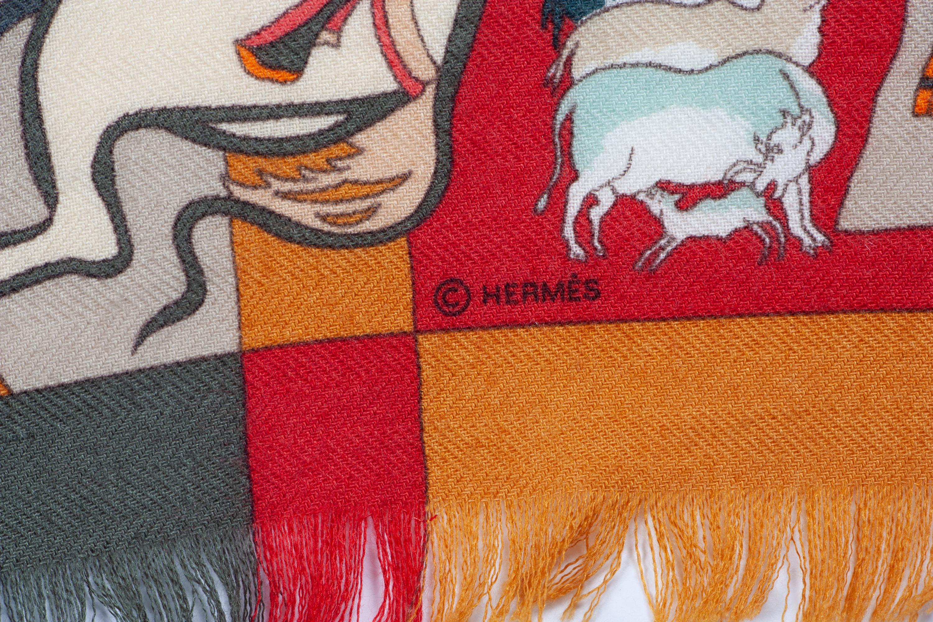 Two Hermès 90cm Silk/Cashmere Scarves