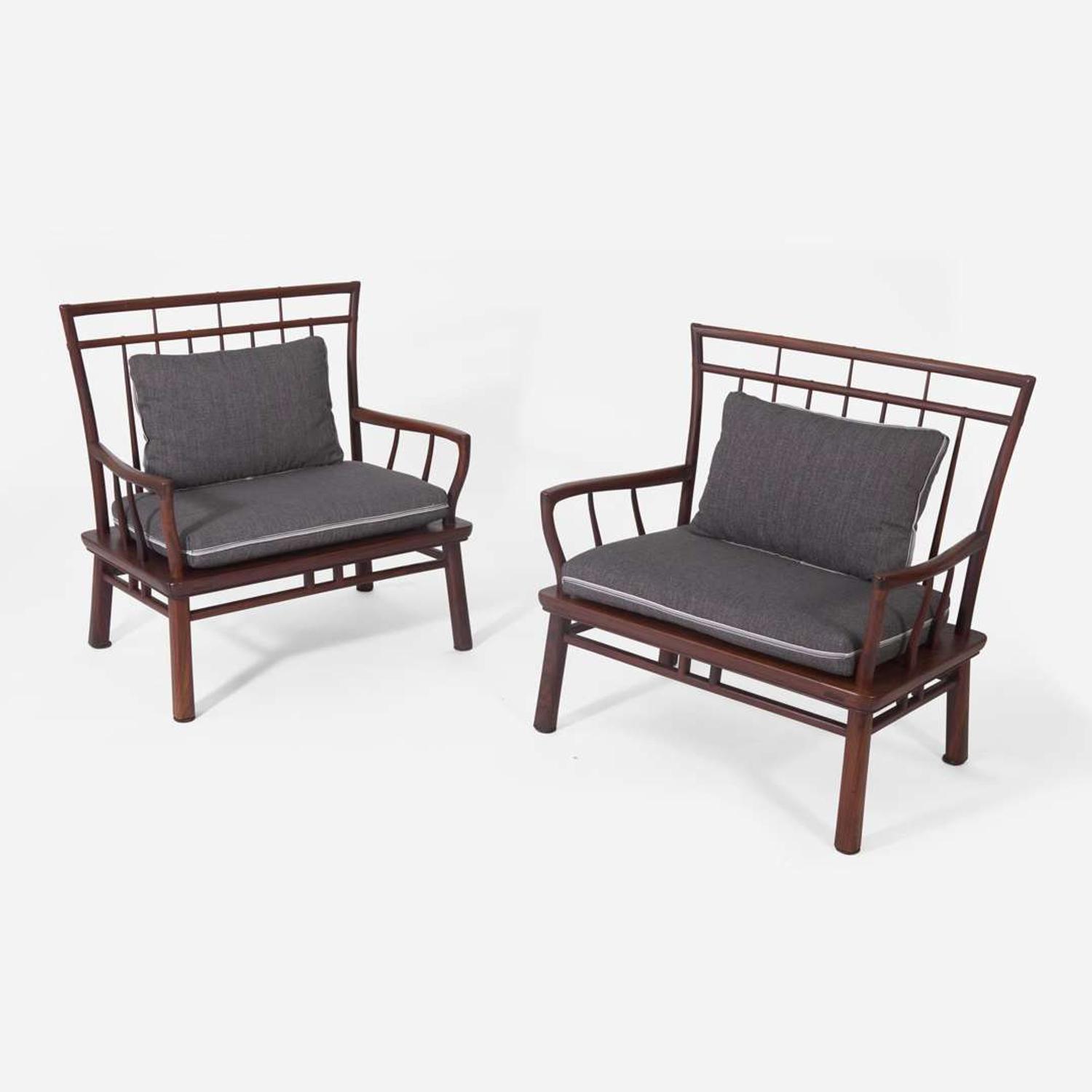 Richard Koga (American, 20th century) Pair of Chinese Style Oversize Armchairs or Benches, Philadelphia, Pennsylvania, 1961