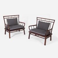 Richard Koga (American, 20th century) Pair of Chinese Style Oversize Armchairs or Benches, Philadelphia, Pennsylvania, 1961