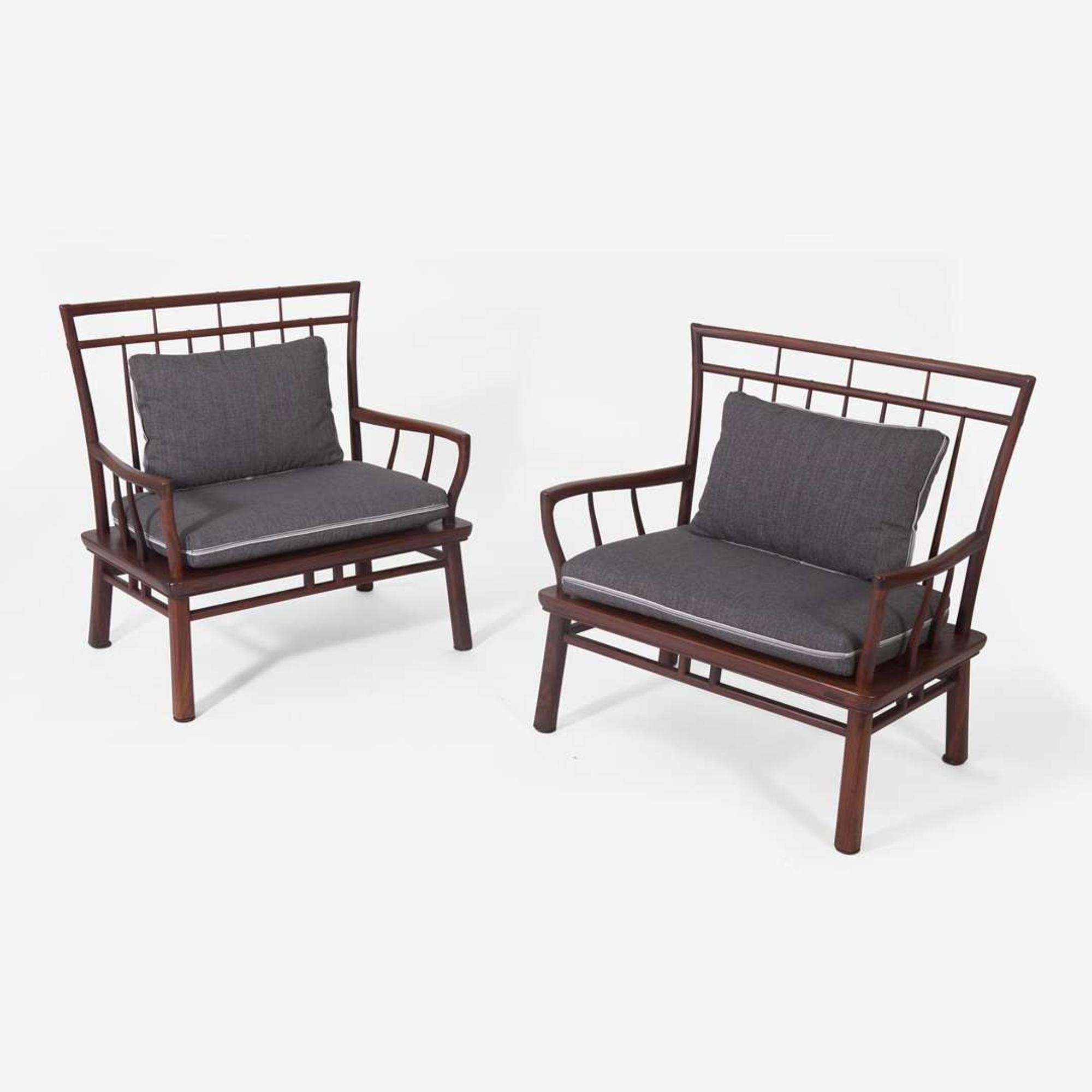 Richard Koga (American, 20th century) Pair of Chinese Style Oversize Armchairs or Benches, Philadelphia, Pennsylvania, 1961