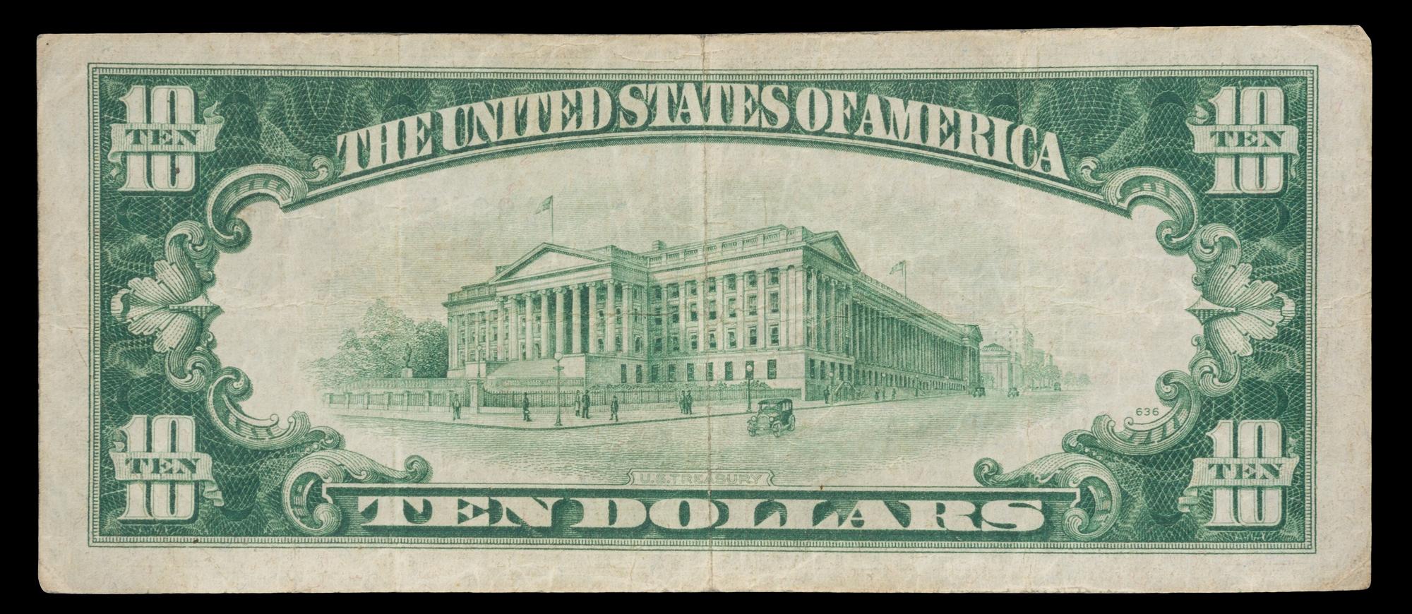 A United States 1934A $10 Silver Certificate