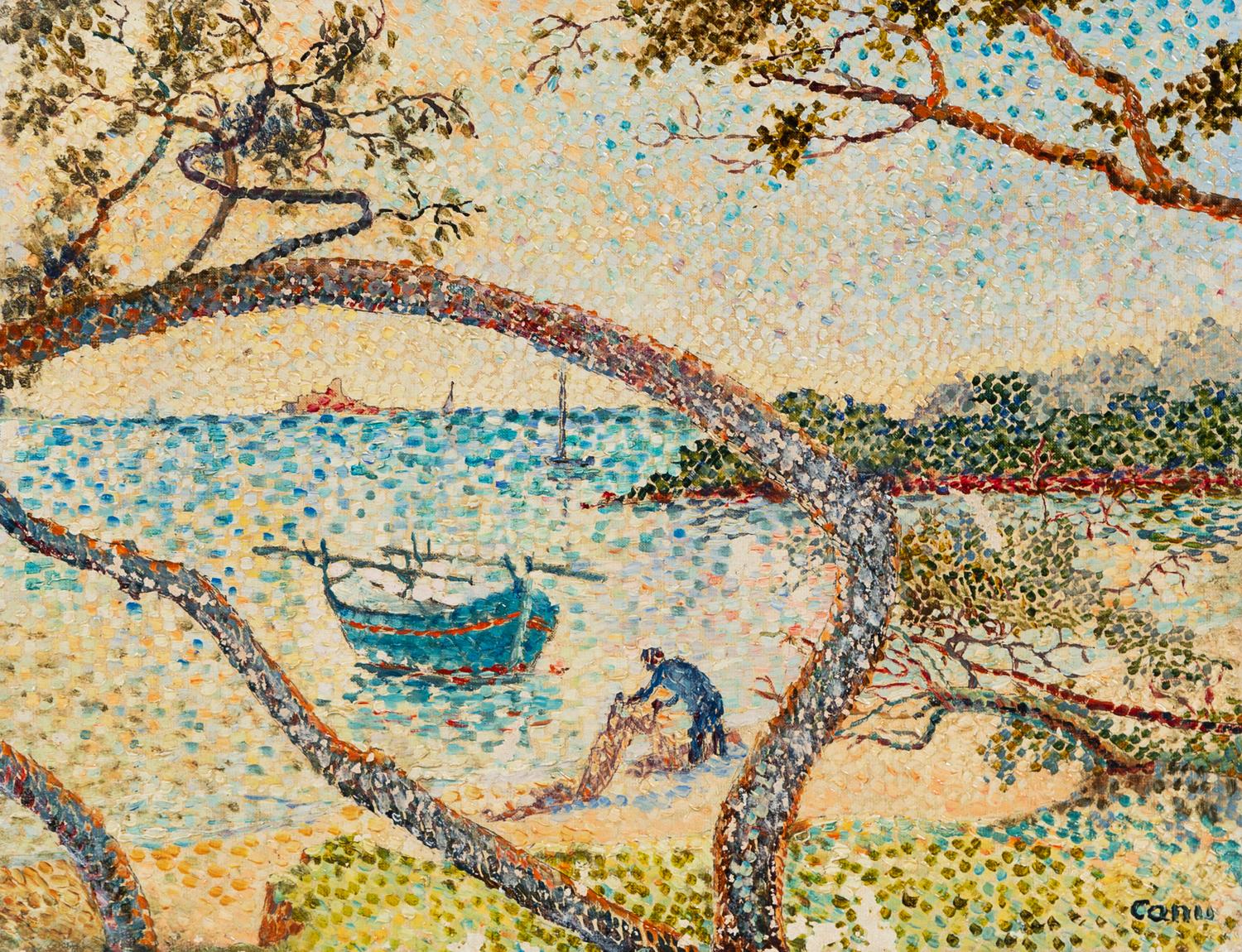 Yvonne Canu, (French, 1921-2008), Untitled (Seaside View Through Trees)