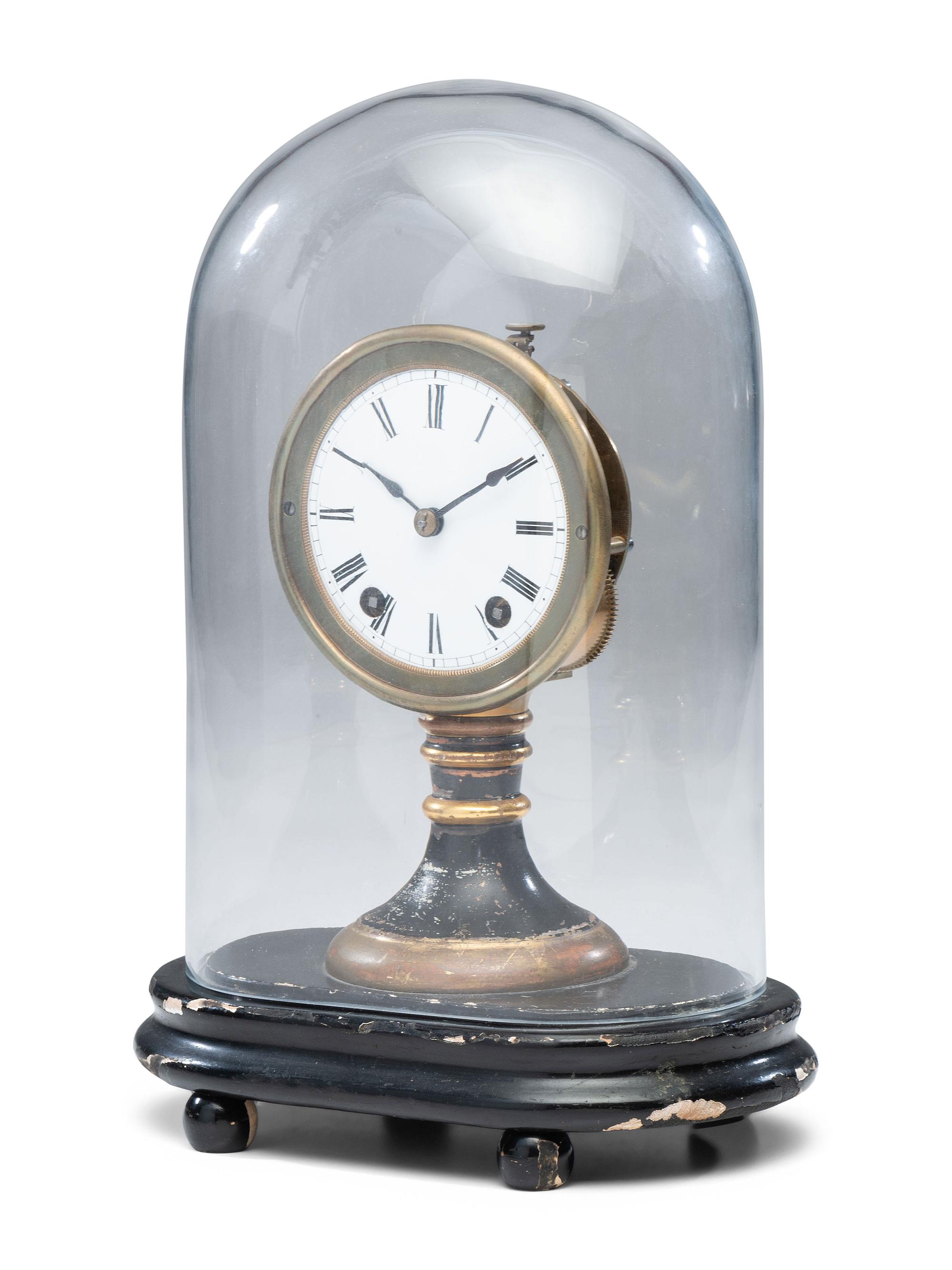 An Ebonized and Parcel Gilt Mantel Clock