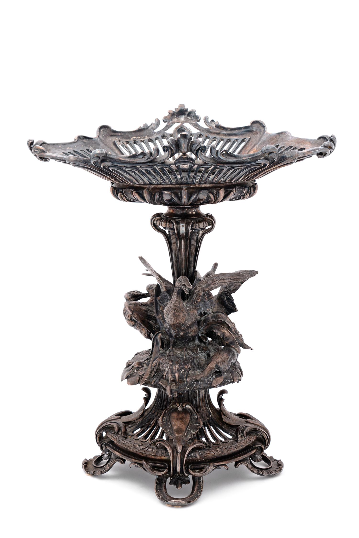 A Christofle Silvered Bronze Figural Centerpiece